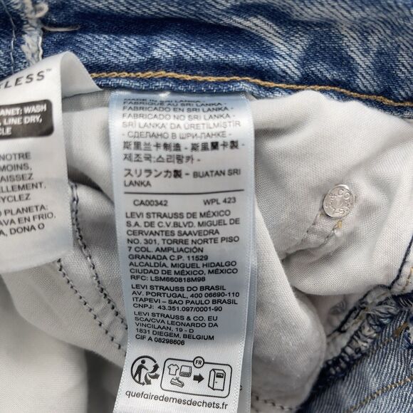 Levi's Premium Baggy Dad Cropped Jeans Women 23x28 Blue 2 Tone Straight Distress - Picture 6 of 16